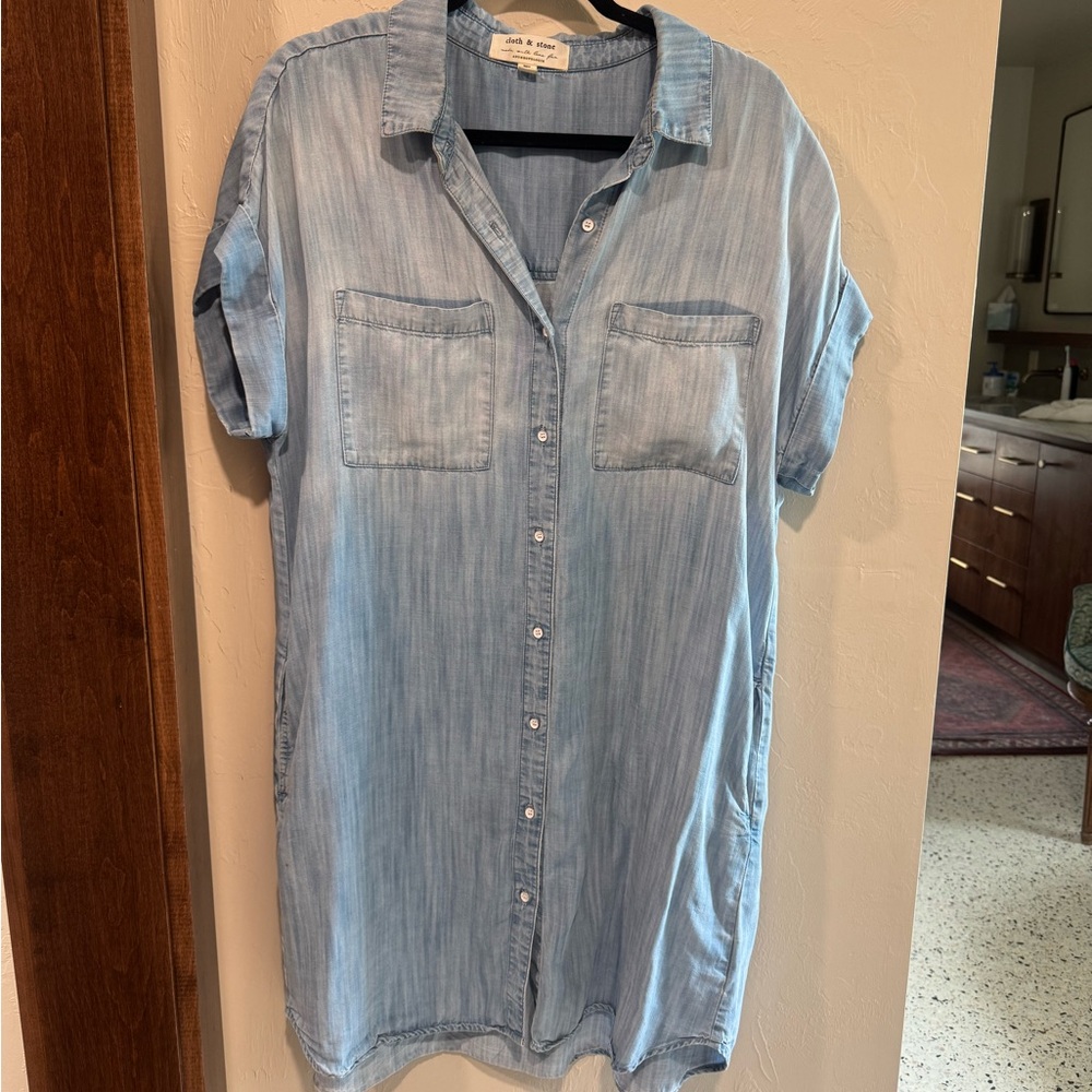 Cloth & Stone Light Blue Shirt Dress Anthropologie